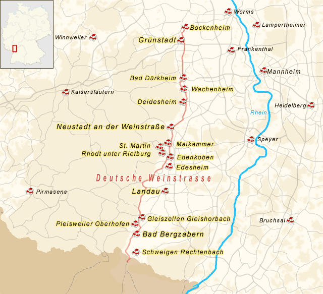 Deutsche Weinstrasse Karte